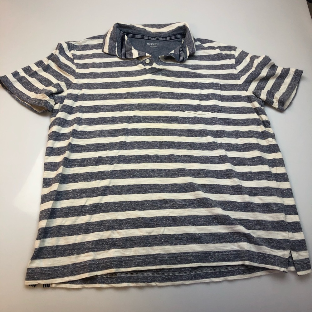 Merona Gray and White Striped Casual Button Down Shirt